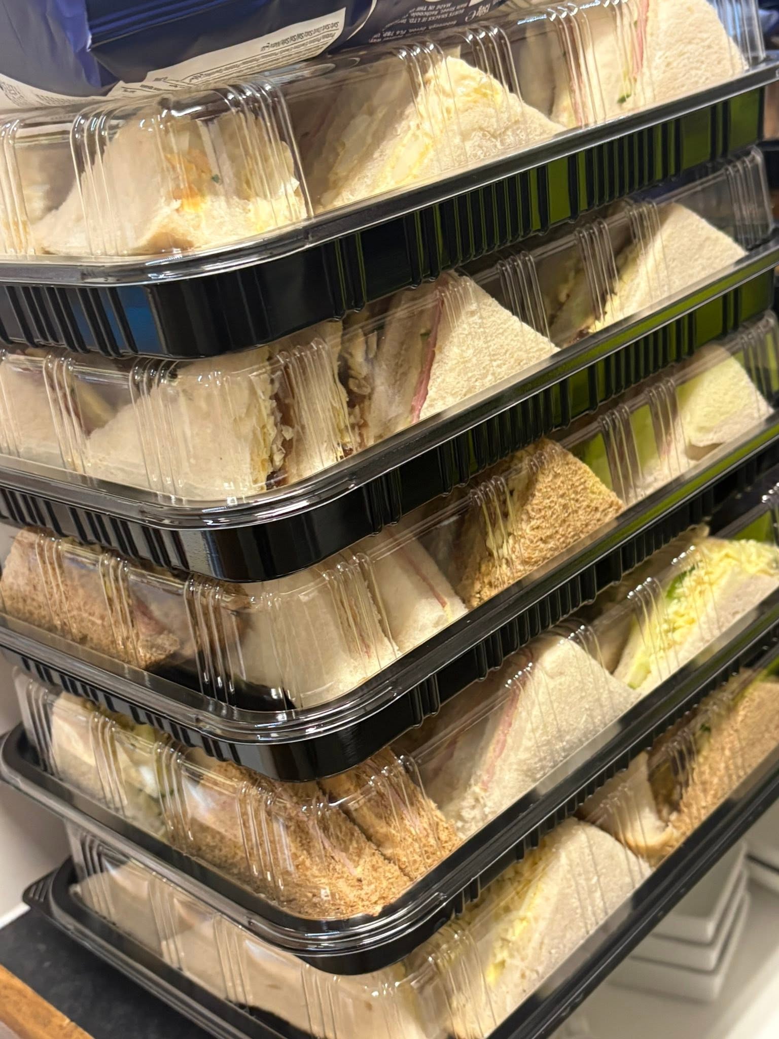 Freshly prepared sandwich platters for a Hilltop takeaway buffet